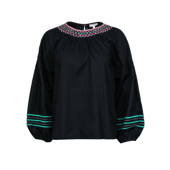 New! Joie Black Ghada Balloon Sleeve Blouse Size XS 47896 - Picture 1 of 13
